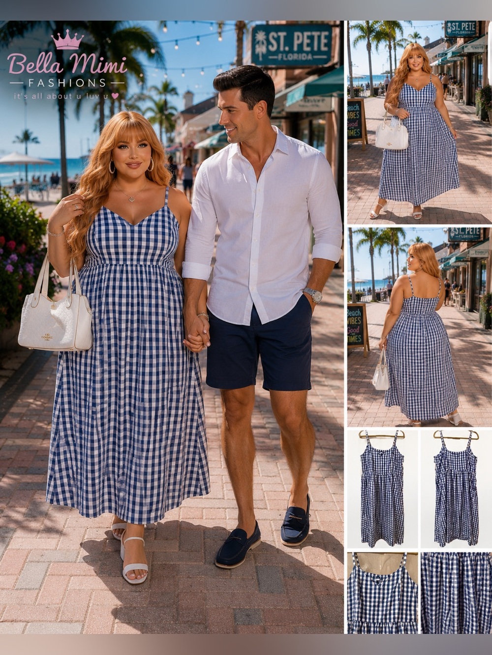 NWT  Old Navy Plus Size Gingham Spaghetti-Strap Maxi Dress  XXL 🤍💙🤍BC BAG 08 - Picture 2 of 6